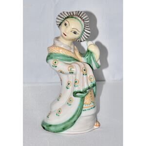 Vintage L Hjorth Pottery Stoneware Chinoiserie Geisha Art Sculpture Figurine 528